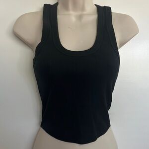 Abercrombie Essential Scoopneck Ribbed Tank Top - black